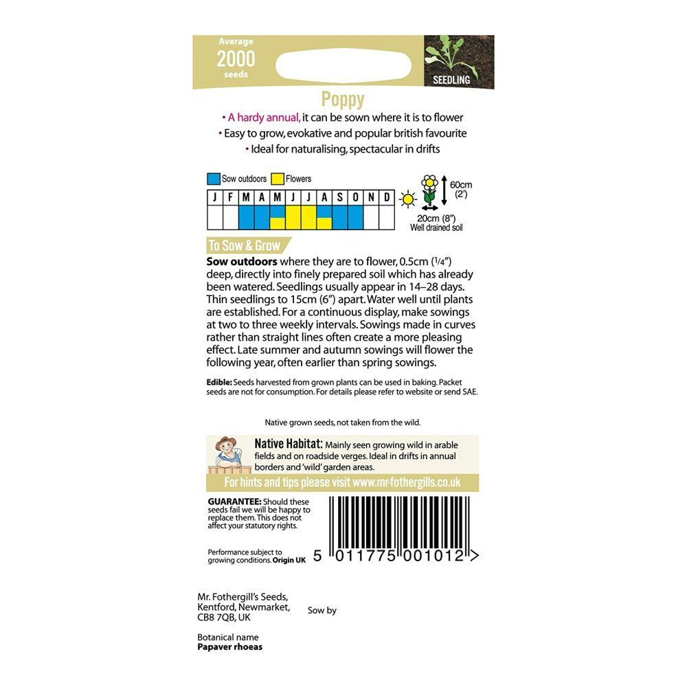Mr Fothergill's Wildflowers Wild Poppy Seeds