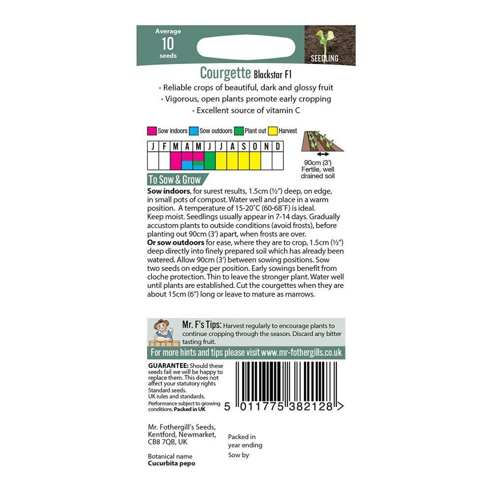 Mr Fothergill's Courgette Blackstar F1 Seeds