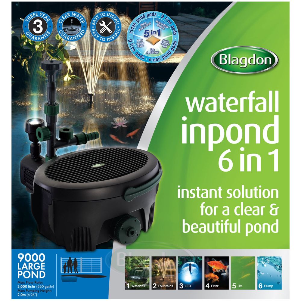 Blagdon Inpond Waterfall 6 in 1 9000 Pond Pump & Filter - Large Pond