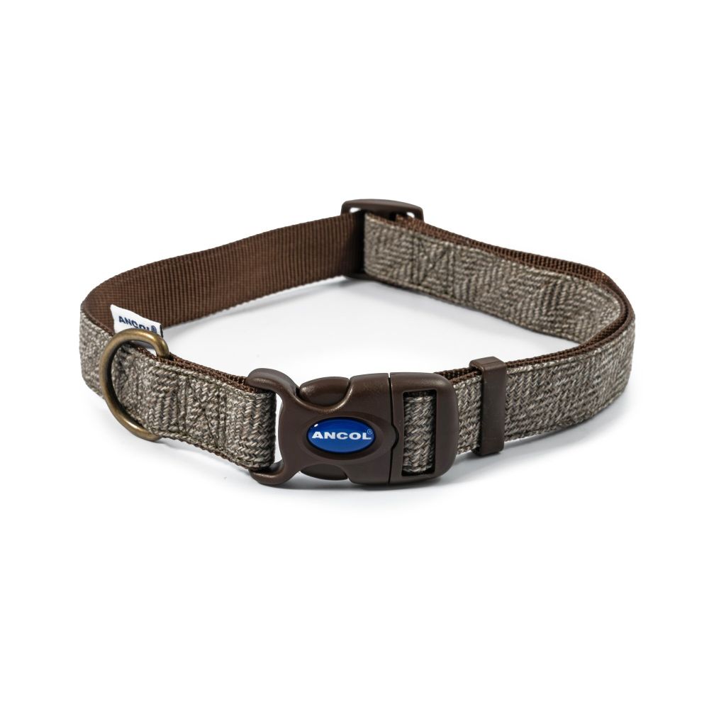 Ancol Heritage Large Taupe Herringbone Adjustable Dog Collar