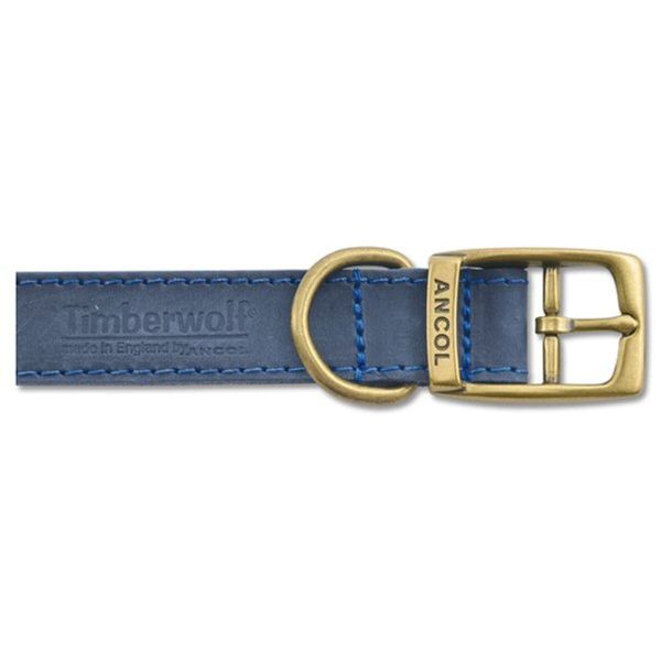 Ancol 26-31cm (Size 2) Blue Timberwolf Leather Dog Collar