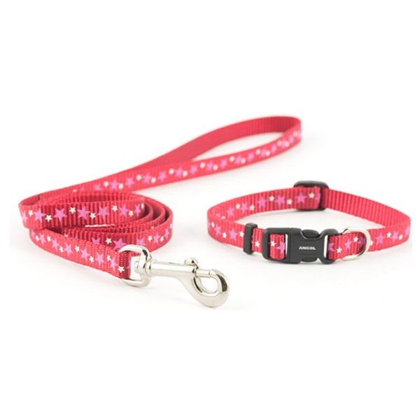 Ancol Small Bite Red Stars Puppy Collar & Lead Set