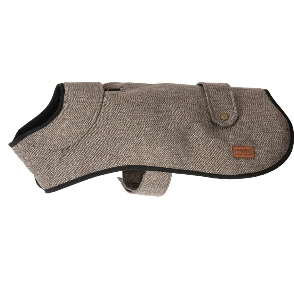 Ancol Heritage 35cm Taupe Herringbone Dog Coat - Small/Medium