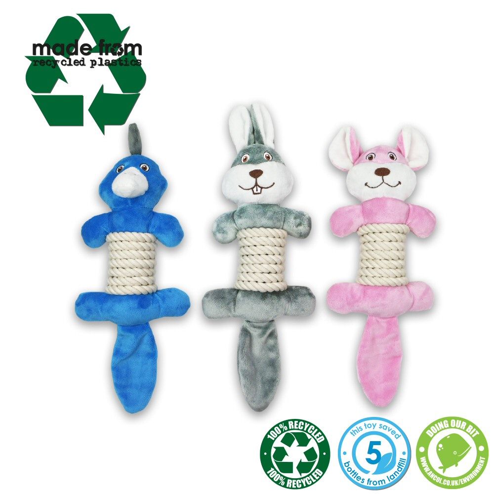 Ancol 40cm Rope Belly Animals Soft Toy (Choice of 3)