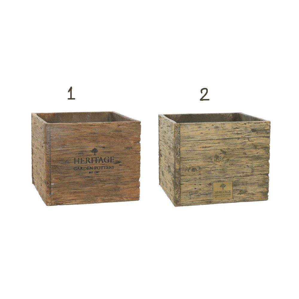 Woodlodge 37cm Heritage Oak Square Planter Old Railway Line Garden Centre