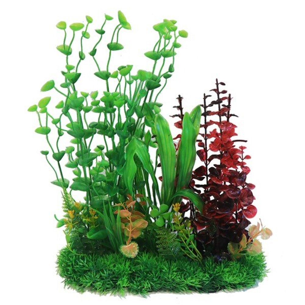 Betta 33cm Green & Red Plastic Plant - PP637