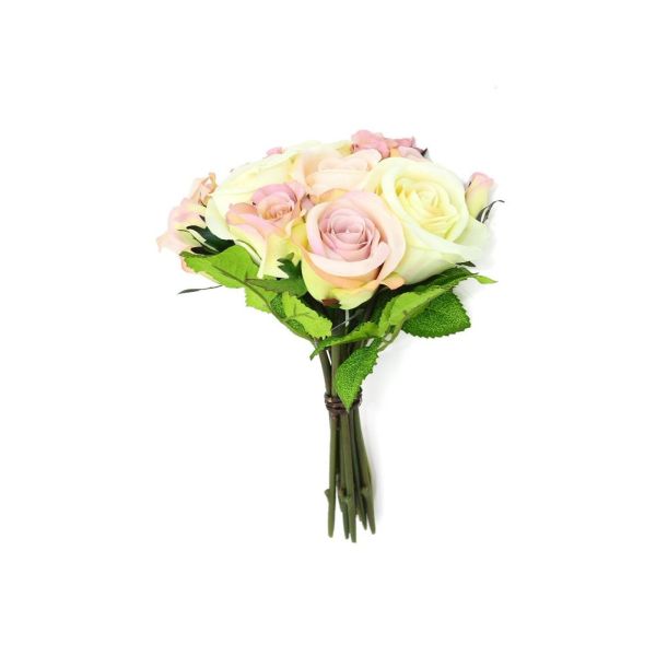 CB Imports 25cm Pink/Cream Vintage Artificial Rose Bundle