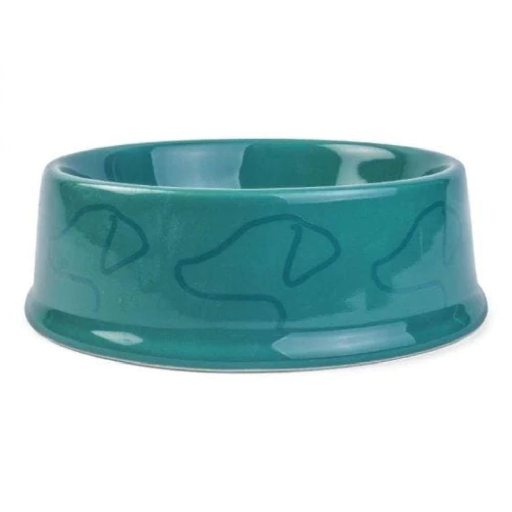 Zoon 20cm Green Ceramic Dog Bowl Old Railway Line Garden Centre