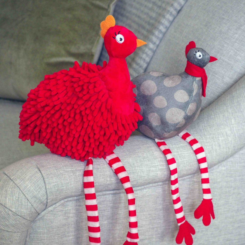 Zoon 20cm Large Red Noodly Partridge Squeaky Soft Dog Toy