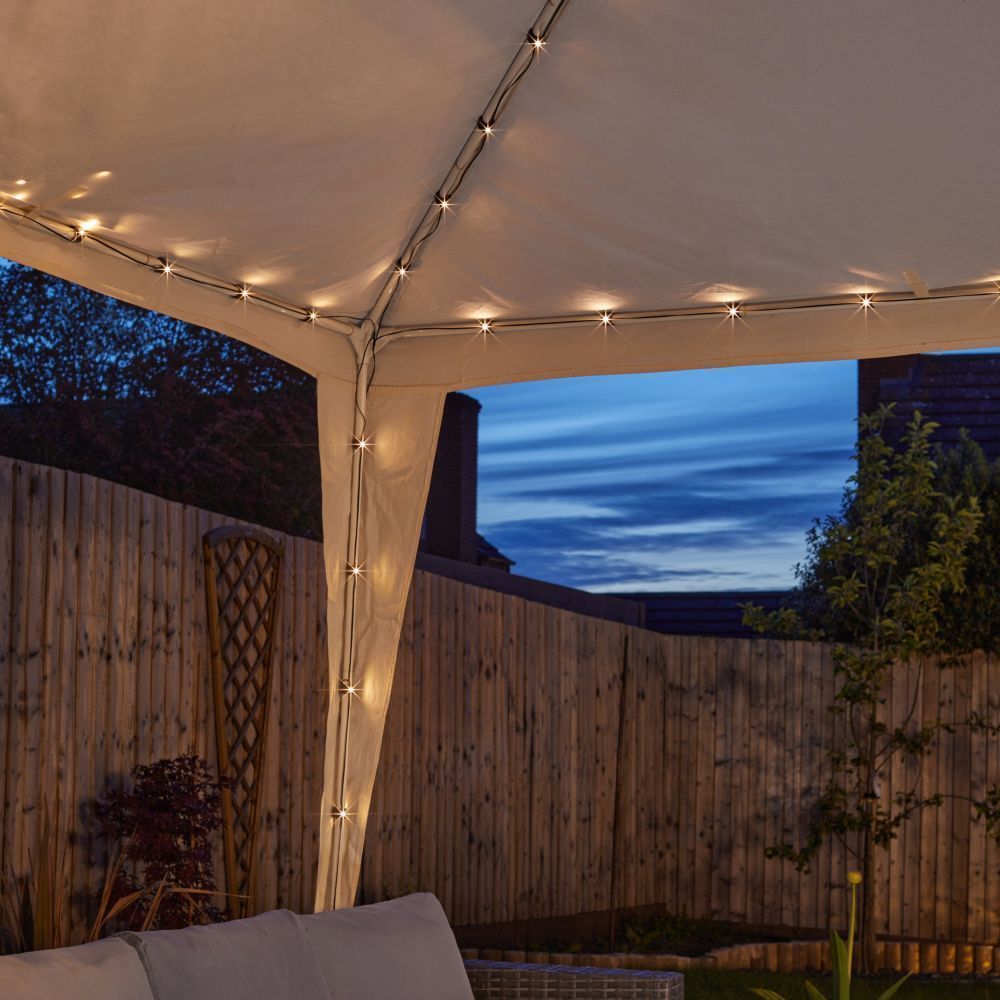Smart Solar 140 LED Warm White Gazebo String Lights