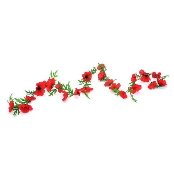 CB Imports 184cm Flame Red Artificial Poppy Garland 184cm