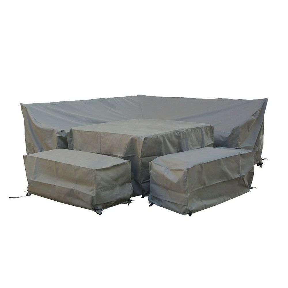 Bramblecrest Rattan Square Corner Sofa w/ Dual Height Table & 2 Benches Covers - CVMS2X