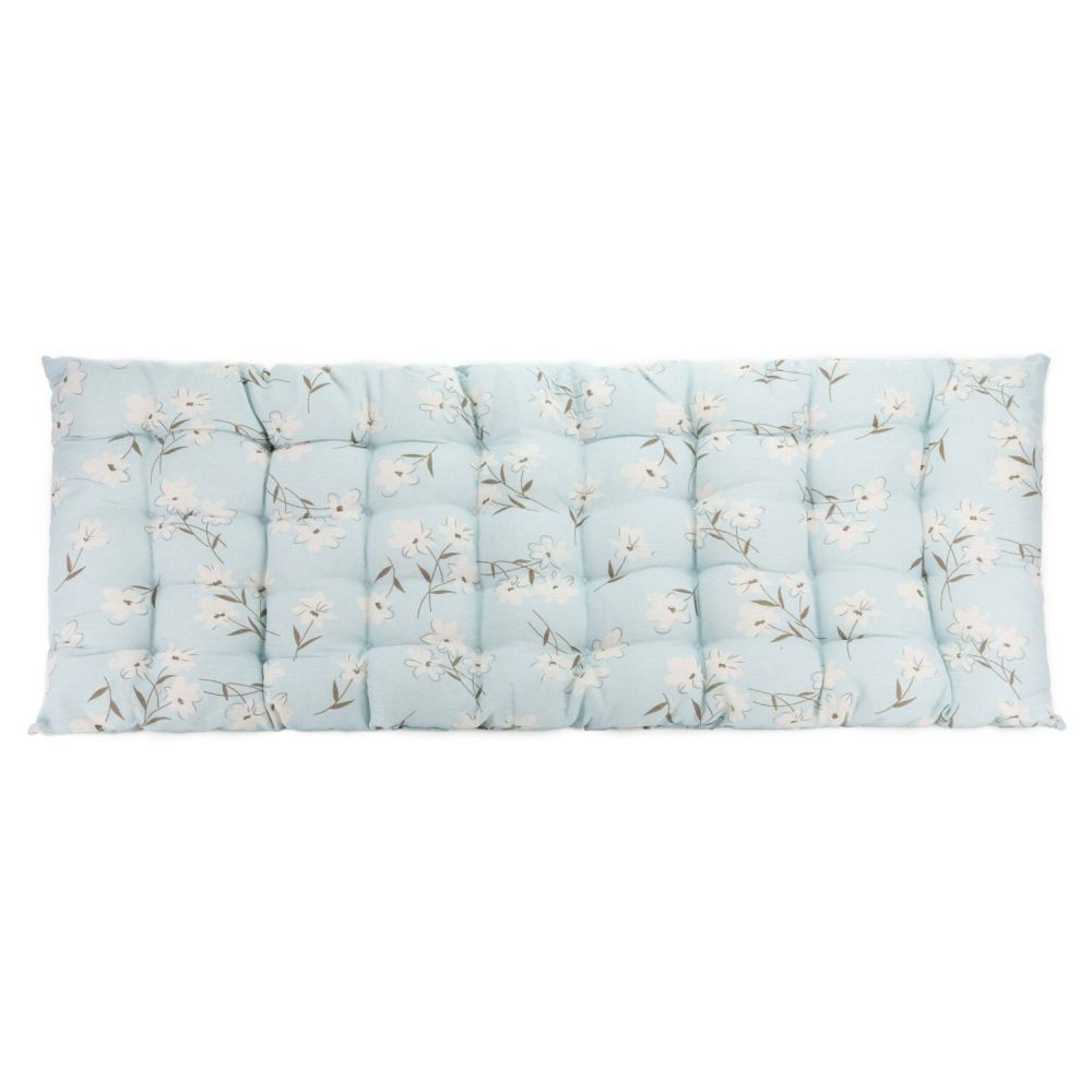 Ascalon 110cm Flower Blue Bench Seat Pad Old Railway Line Garden Centre
