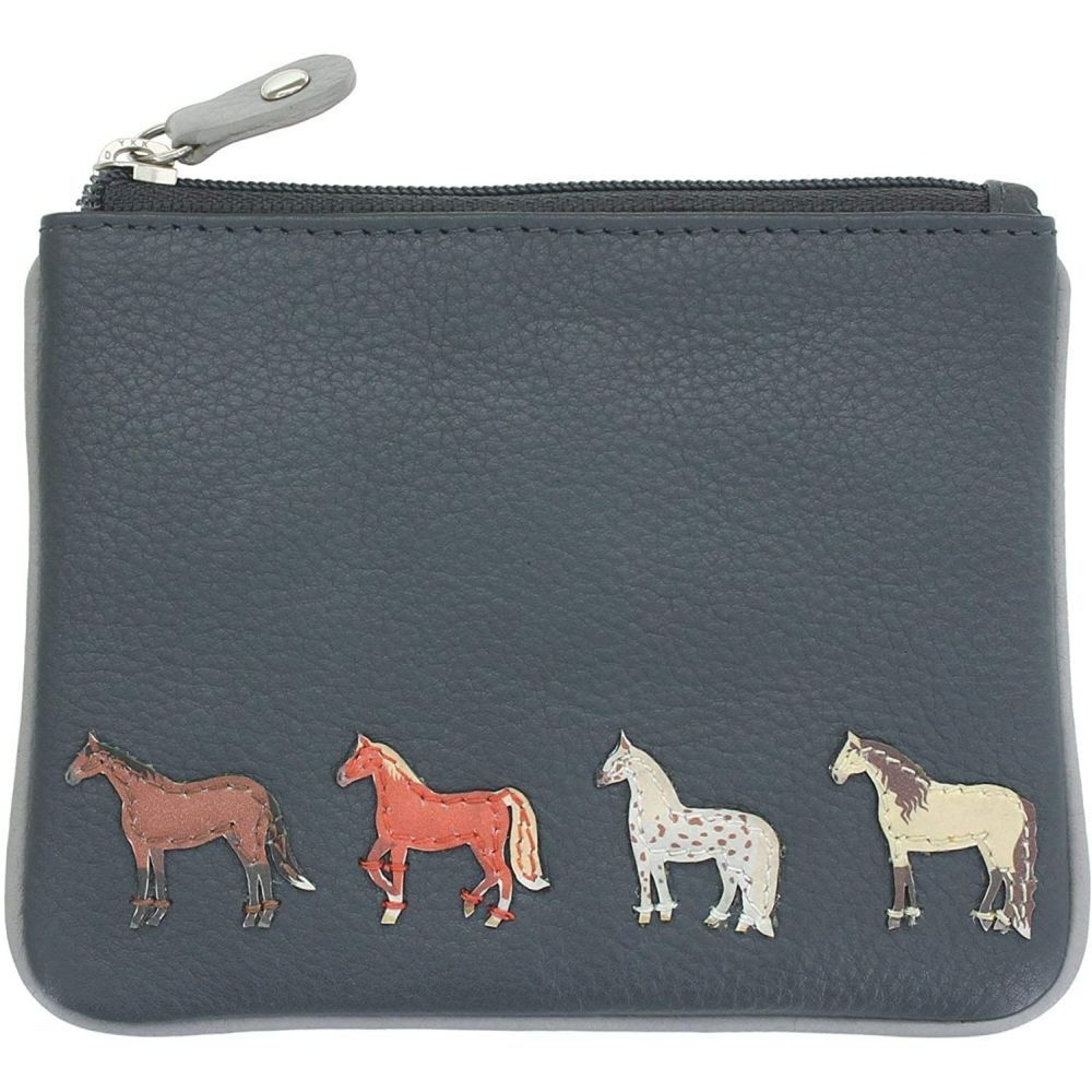 Mala Leather Grey Best Friends Horses Coin Purse