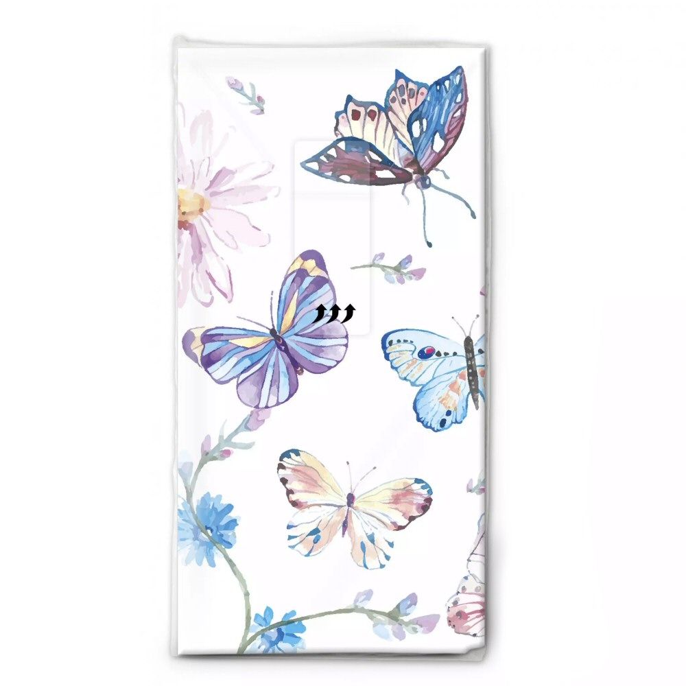 N.J Products 22cm Butterflies Hanky (Pack of 10)