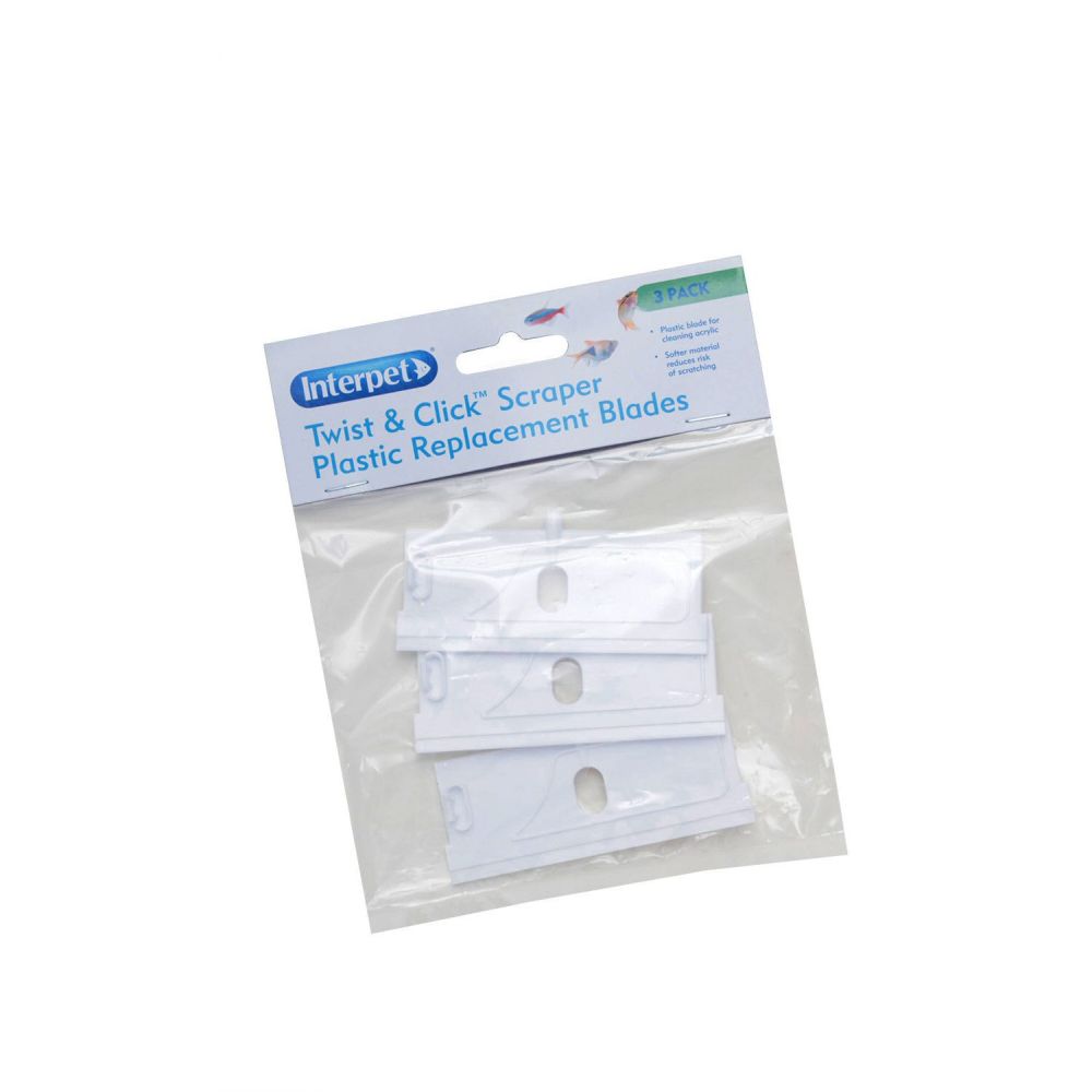Interpet Twist & Click Scraper Replacement Plastic Blades - Pack of 3