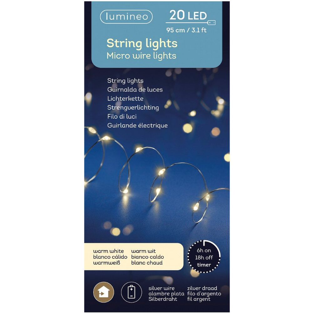Lumineo 20 Warm White Micro LED Battery String Lights (95cm)