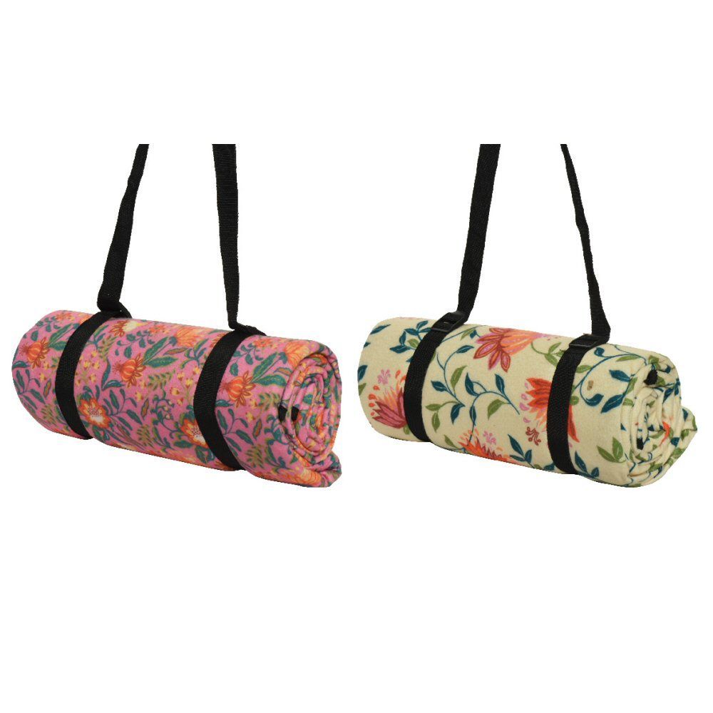 Decoris 170cm Fleece Floral Picnic Blanket (Choice of 2)