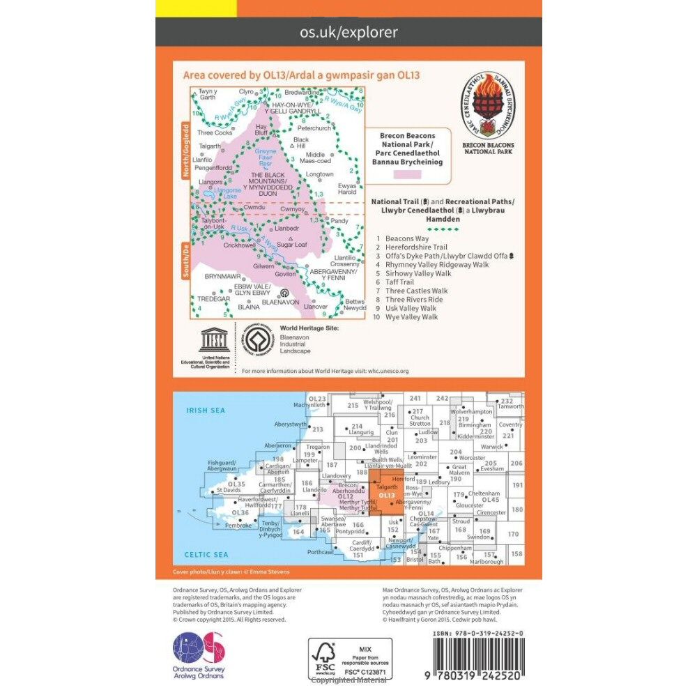 Ordnance Survey Brecon Beacons National Park / Parc Cenedlaethol Bannau Brycheiniog Map OL 13