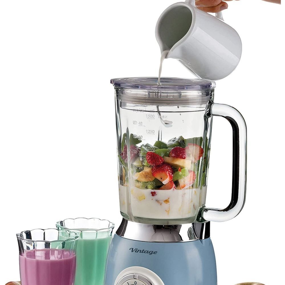 Ariete Vintage Blue 1.5 Litre 1000W Blender with Glass Cup - Old Railway Line Garden Centre