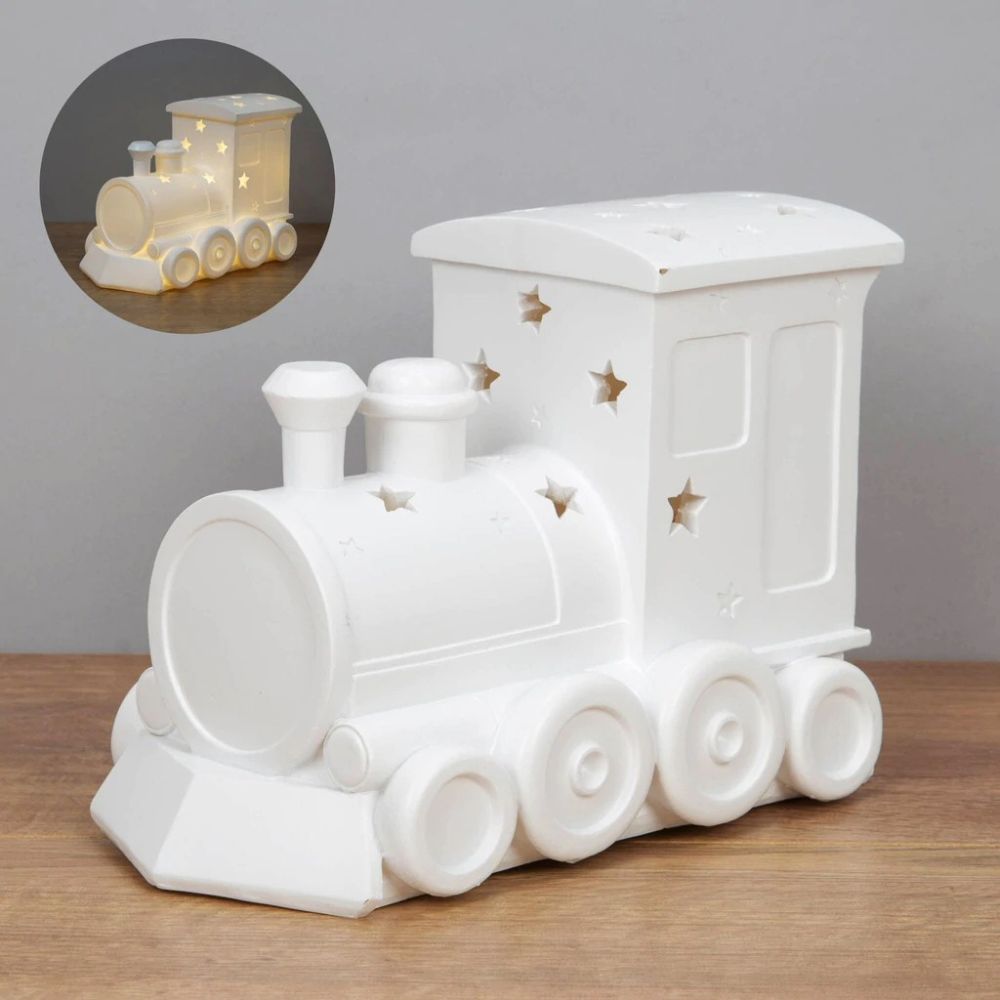 Bambino 21cm Light Up Night Train Table Lamp - Old Railway Line Garden Centre