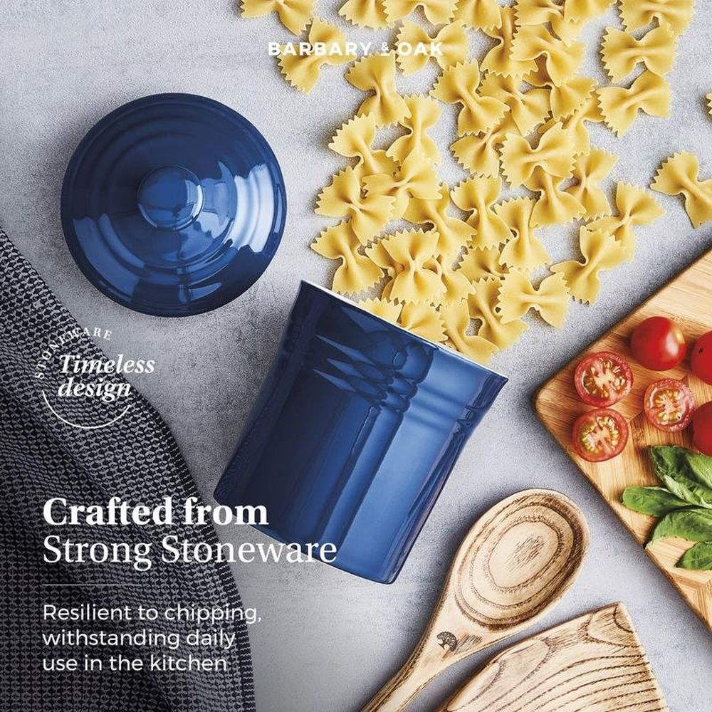 Barbary & Oak Foundry 17cm Limoges Blue Ceramic Storage Jar - Old Railway Line Garden Centre