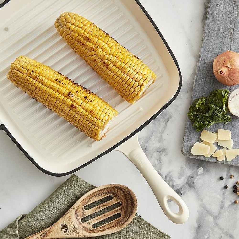 Barbary & Oak Foundry 23cm Camembert Cream Cast Iron Grill Pan - Old Railway Line Garden Centre