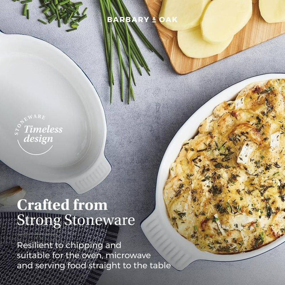 Barbary & Oak Set of 2 Limoges Blue Oval Oven Dishes - Old Railway Line Garden Centre