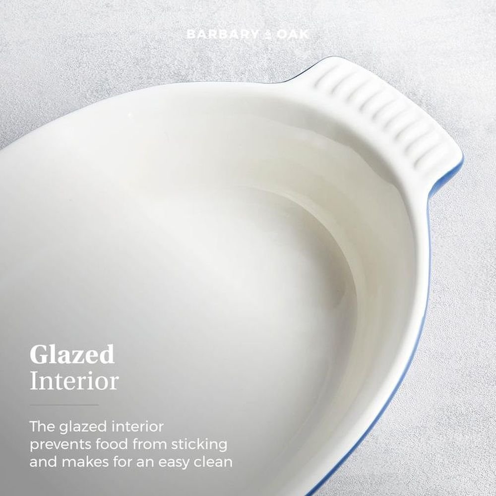 Barbary & Oak Set of 2 Limoges Blue Oval Oven Dishes - Old Railway Line Garden Centre