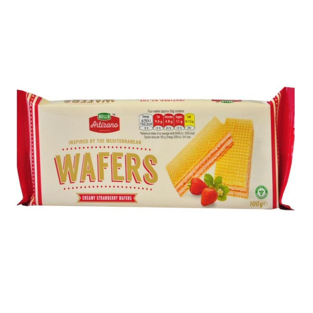 Bello Artizano 100g Strawberry Cream Wafers - Old Railway Line Garden Centre