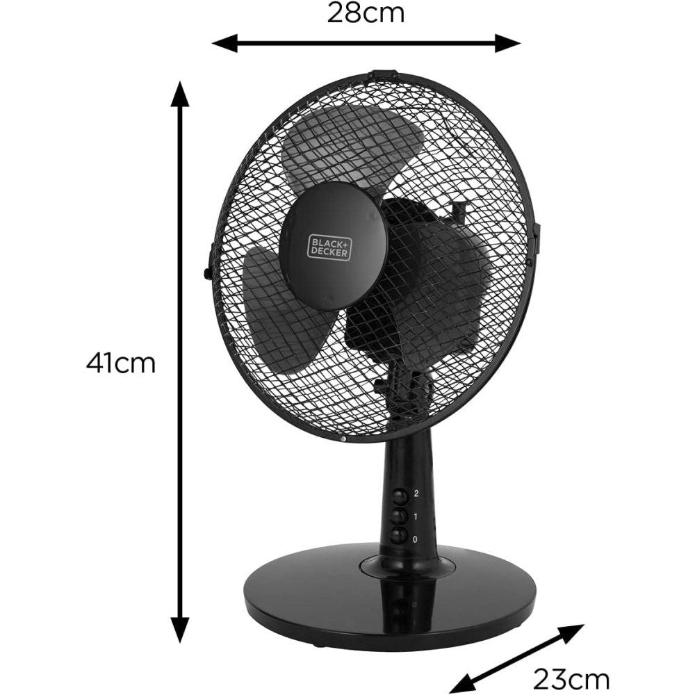 Black + Decker 9" Black 20W Desk Fan - Old Railway Line Garden Centre