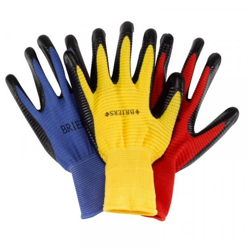 Briers Ribbed Smart Grip Gloves Triple Pack - Large - Old Railway Line Garden Centre