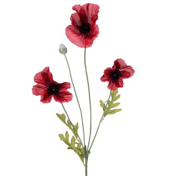 CB Imports 63cm Artificial Flame Red Poppy Stem - Old Railway Line Garden Centre