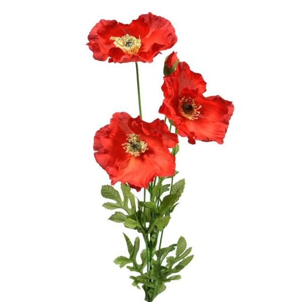 CB Imports 74cm Artificial Red Poppy Stem - Old Railway Line Garden Centre