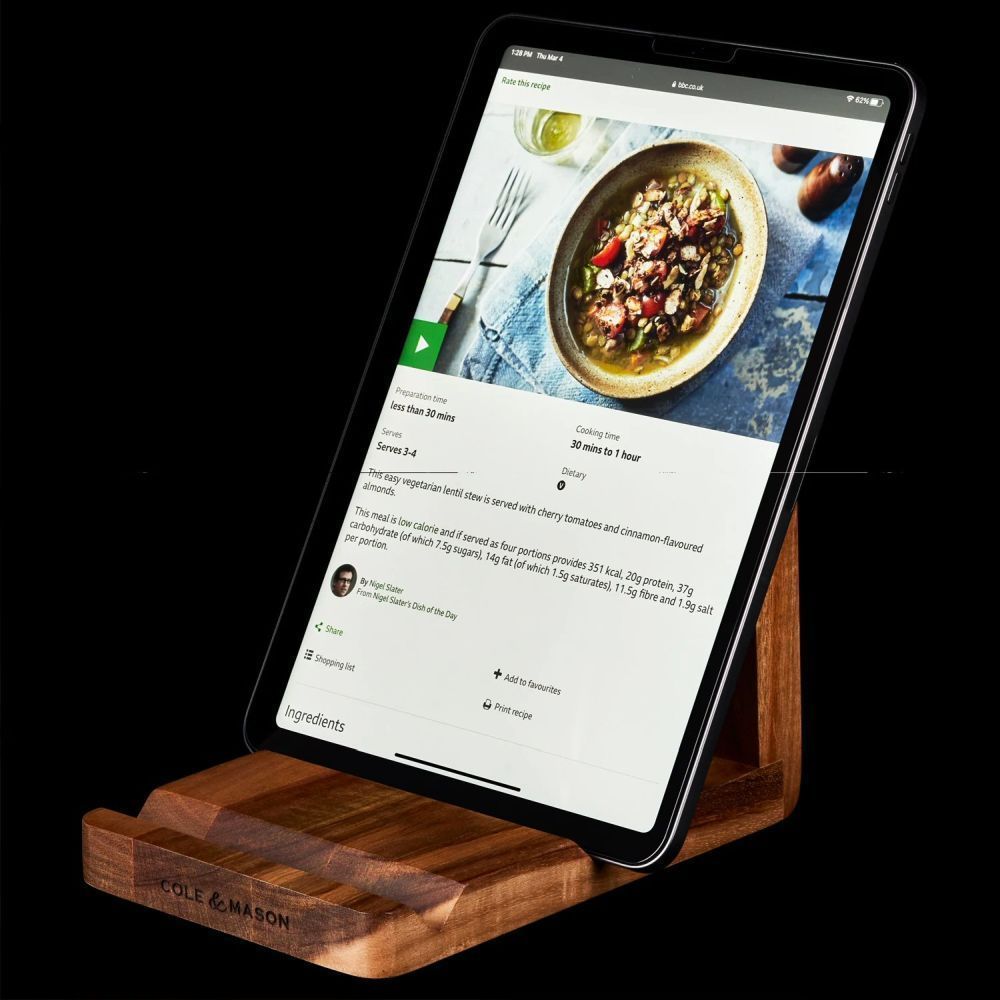 Cole & Mason 18cm Buckland Acacia Recipe Cook Book & Tablet Stand - Old Railway Line Garden Centre