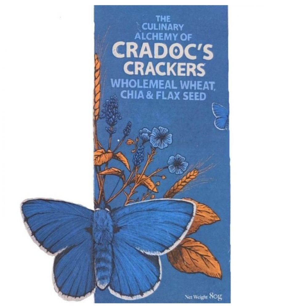 Cradoc's 80g Wholemeal Wheat, Chia & Flax Seed Crackers - Old Railway Line Garden Centre