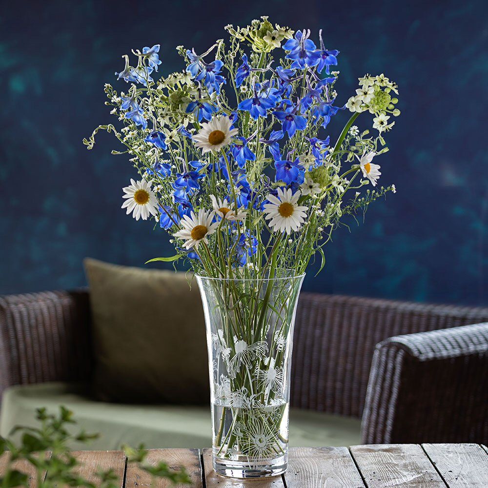 Dartington Crystal 29cm Bloom Bees & Rudbeckia Flared Vase - Old Railway Line Garden Centre