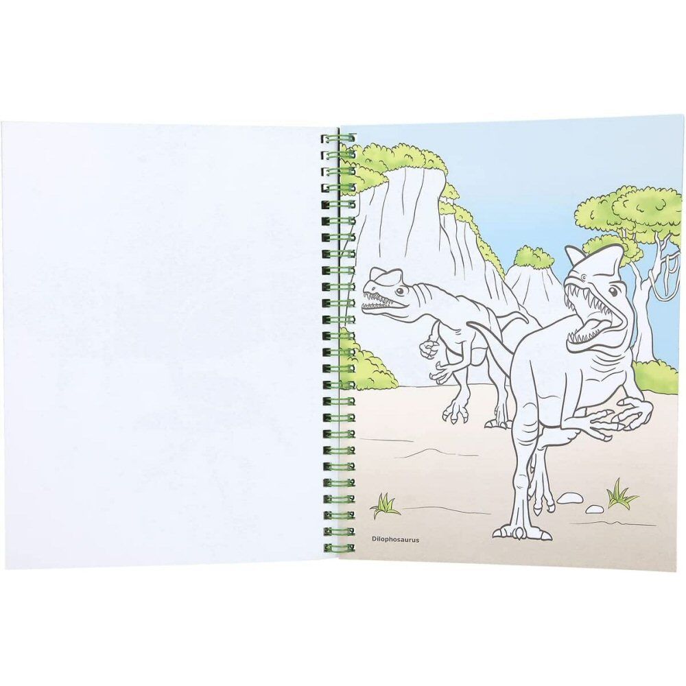 Dino World Colouring Book With Coloured Pencils - Old Railway Line Garden Centre