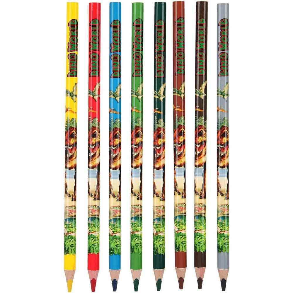 Dino World Colouring Book With Coloured Pencils - Old Railway Line Garden Centre