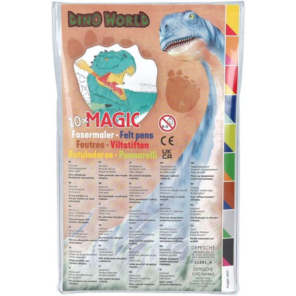 Dino World Double - Ended Magic Marker Pen Set - Old Railway Line Garden Centre
