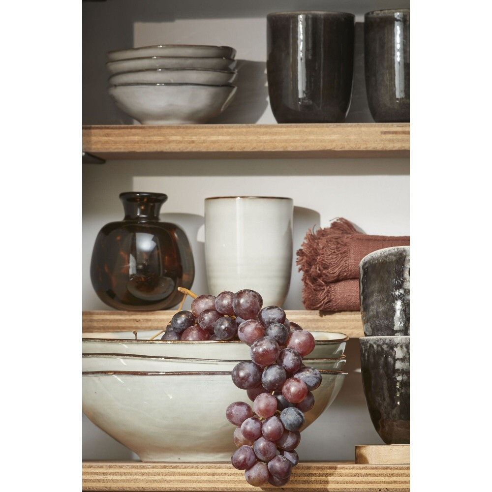 Edelman 23cm Grey Tabo Glazed Ceramic Bowl - Old Railway Line Garden Centre