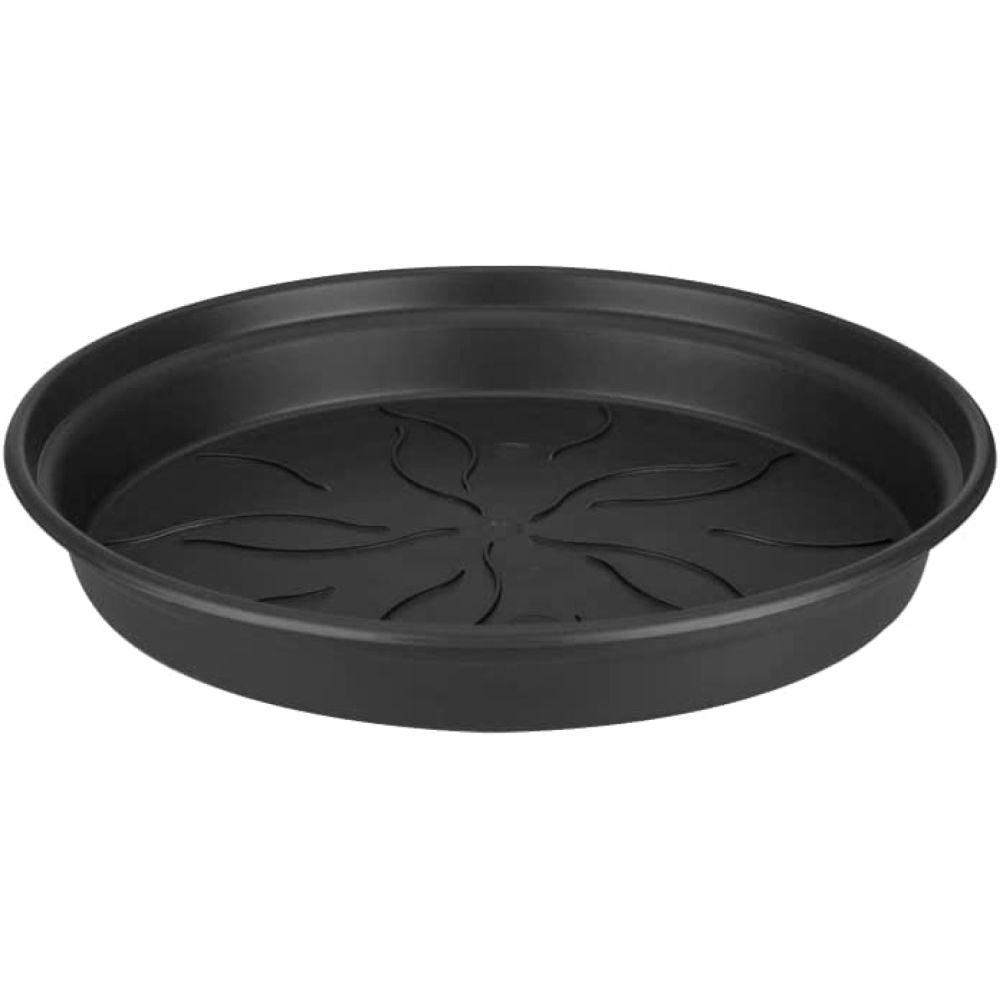 Elho 22cm Living Black Green Basics Saucer - Old Railway Line Garden Centre