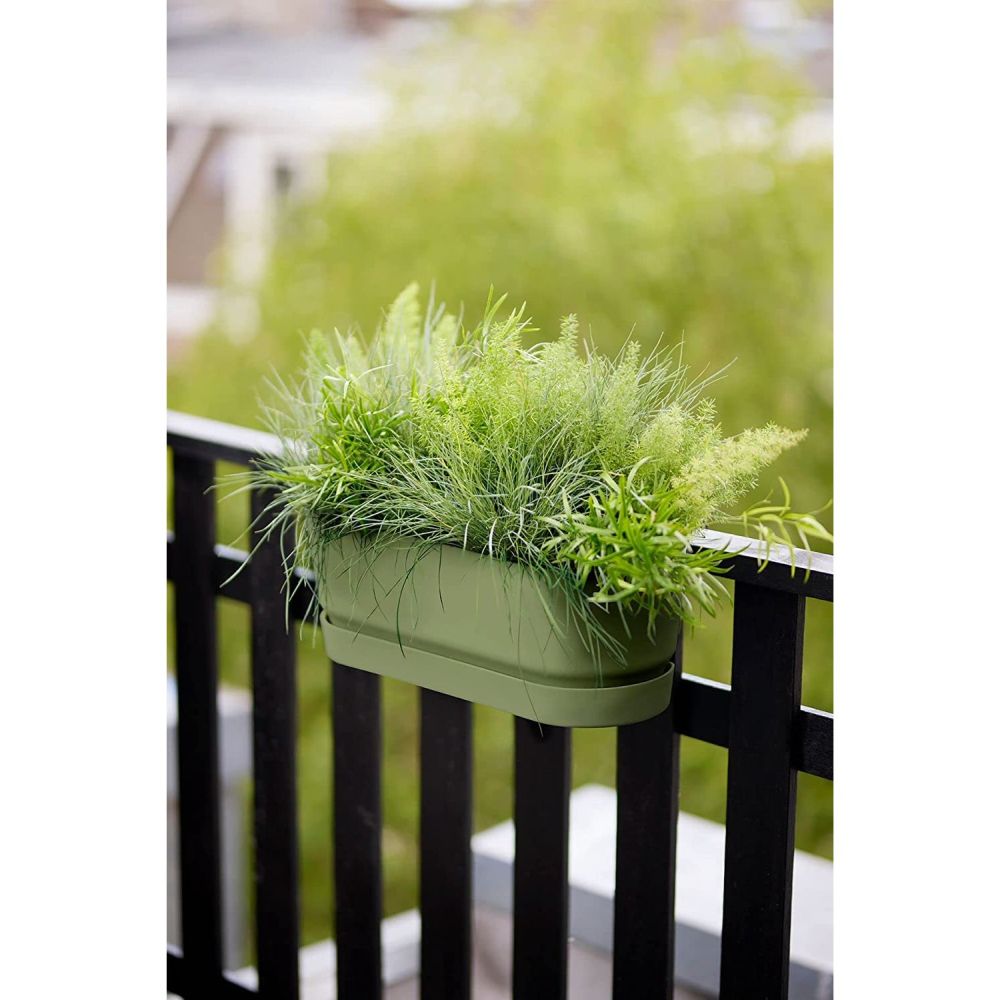Elho 52cm Leaf Green Greenville Easy Balcony Planter - Old Railway Line Garden Centre