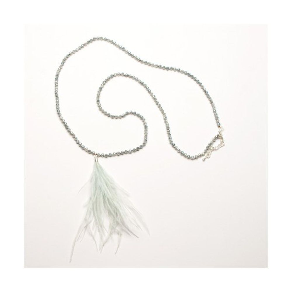 Eliza Gracious Ostrich Feather Pendant - Light Grey - Old Railway Line Garden Centre