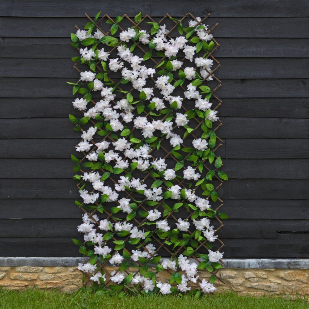 Faux Decor 1.8 x 0.6m Artificial Cherry Blossom Expandable Trellis - Old Railway Line Garden Centre