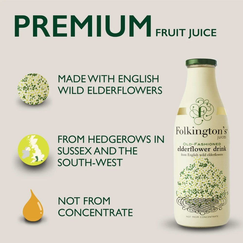 Folkington's 1 Litre Old - Fashioned Elderflower Drink - Old Railway Line Garden Centre