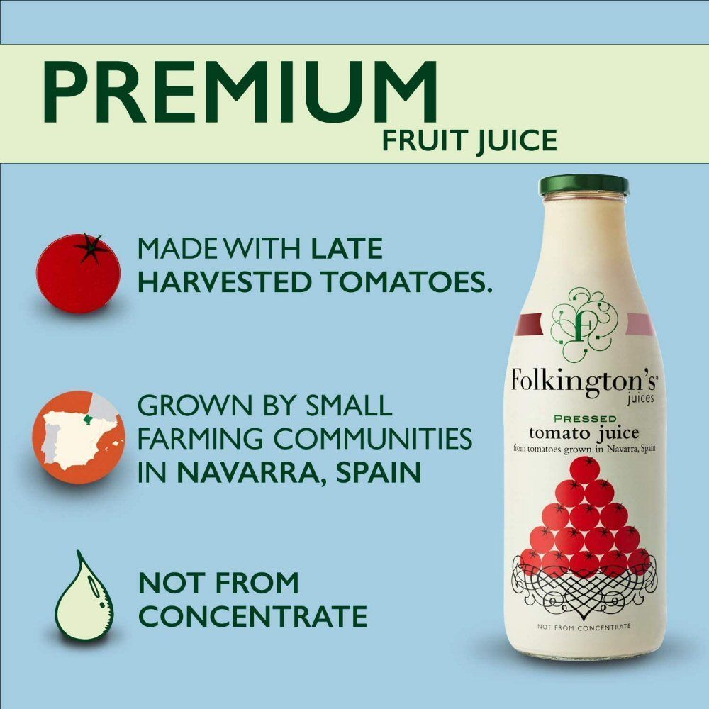 Folkington's 1 Litre Pressed Tomato Juice - Old Railway Line Garden Centre