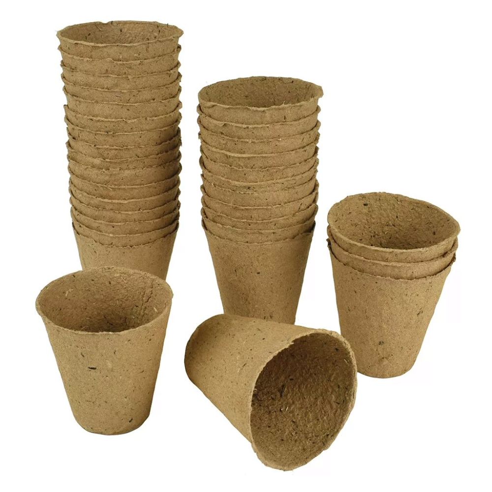 Gro - Sure 8cm Round Fibre Pots (Pack of 48) - Old Railway Line Garden Centre