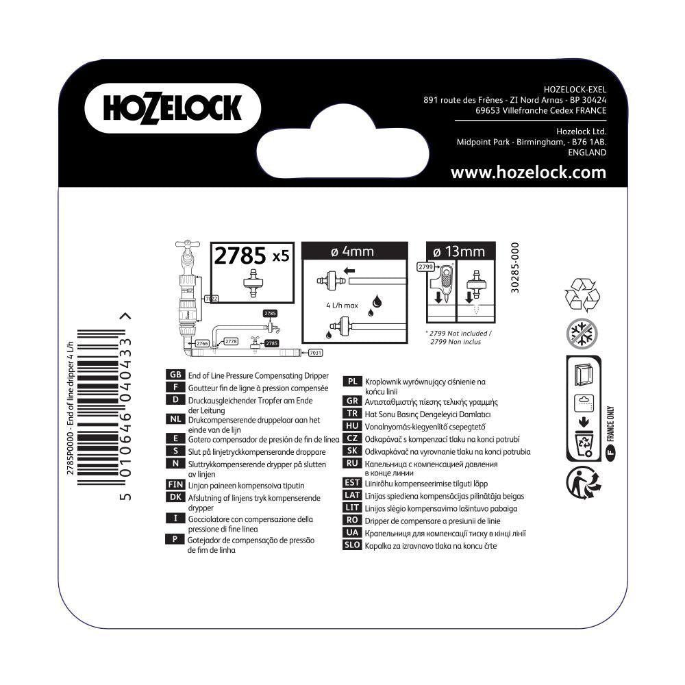 Hozelock 13mm/4mm End of Line Pressure Compensating Dripper (Pack of 5) 2785 - Old Railway Line Garden Centre