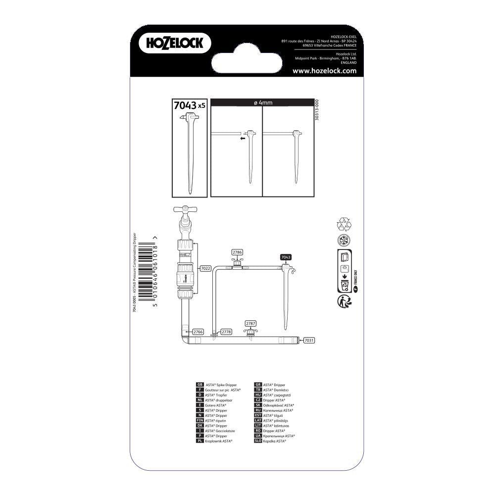 Hozelock Asta End - of - Line Pressure Compensating Dripper Spikes (Pack of 5) 7043 - Old Railway Line Garden Centre